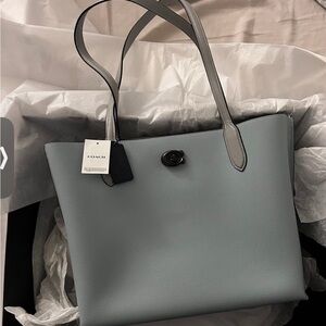 Coach Blue Leather Tote Bag